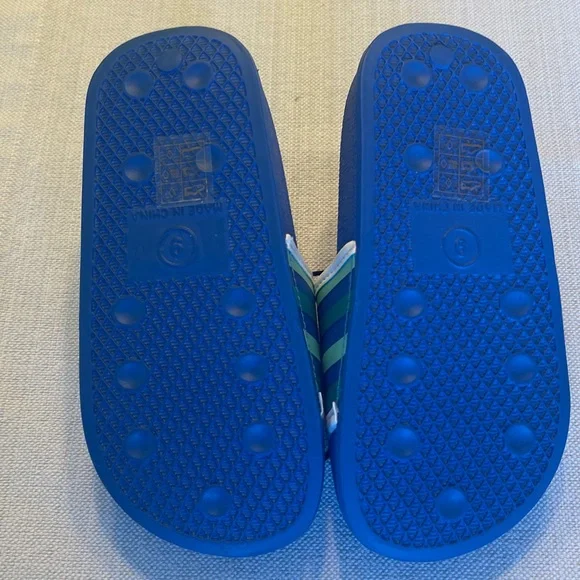 NWT J.CREW KIDS POOL SLIDES BLUE STRIPE COLORWAY SIZE K9 - Picture 5 of 6
